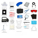 Professional teeth whitening and tooth gem training combo with LED light, vegan whitening gel, and take-home kit by Grin & Glow for a brighter, sparkling smile.